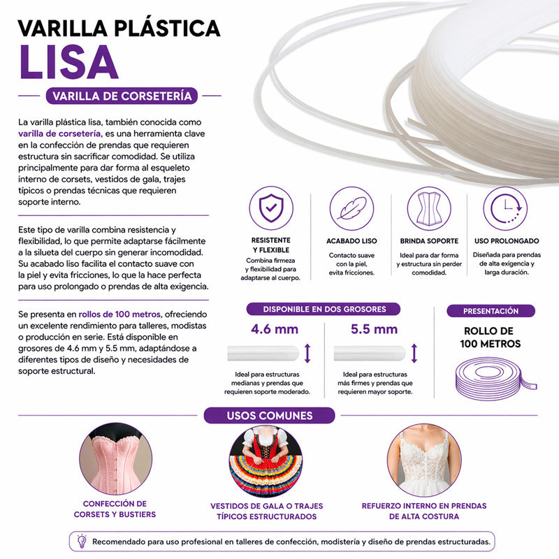 Varilla Plastica Lisa