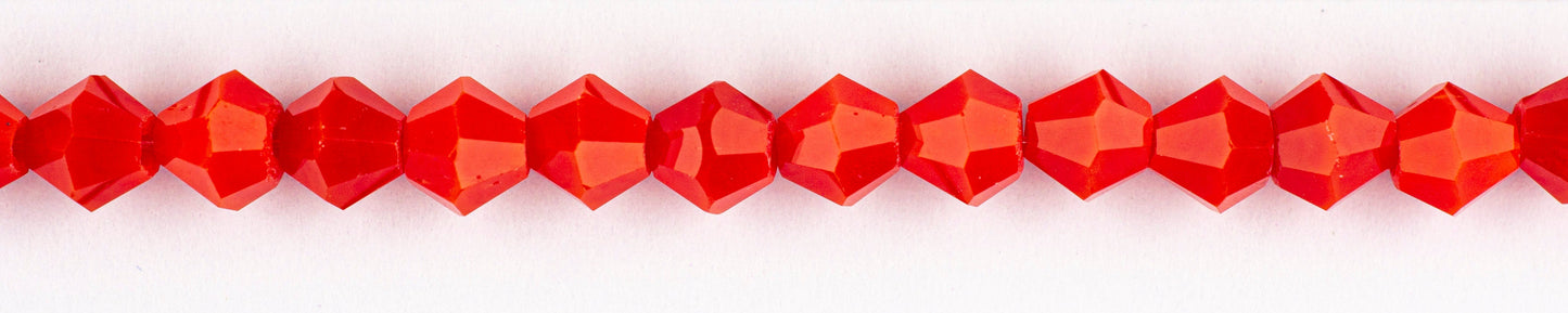 Collar Rombo Vidrio 4mm Rojo Claro Mate