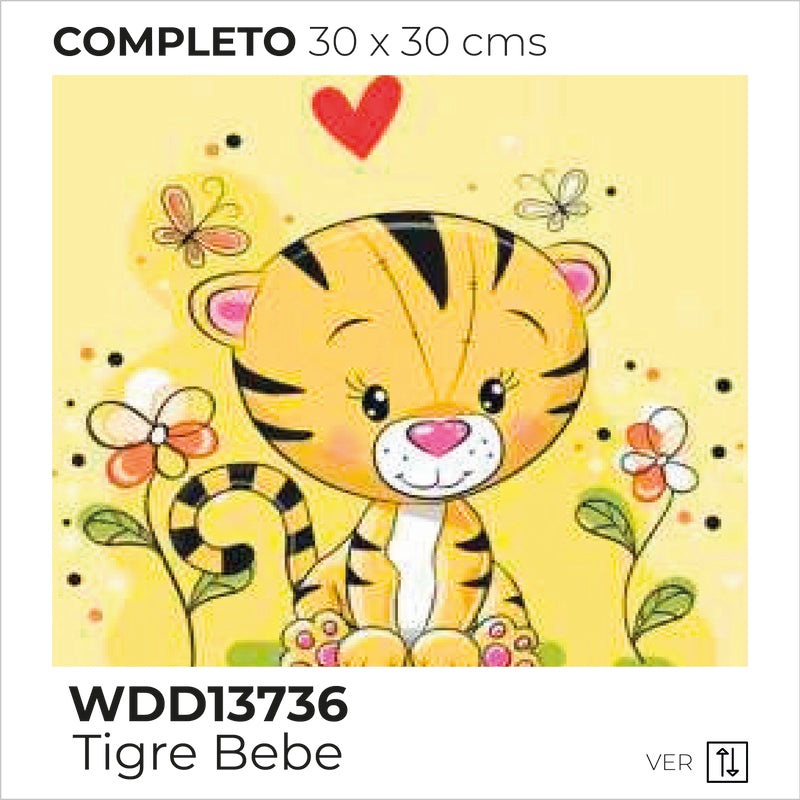 Kit Dibujo Diamante Wdd13736 Tigre Bebe