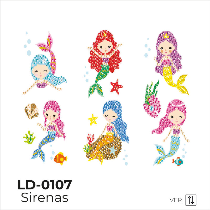 Kit Dibujo Diamante Calcomanías Sirenas