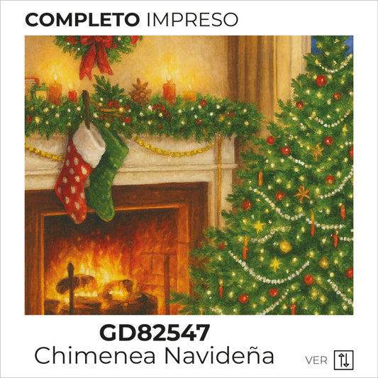 Kit Dibujo Diamante GD82547 Chimenea Navidad