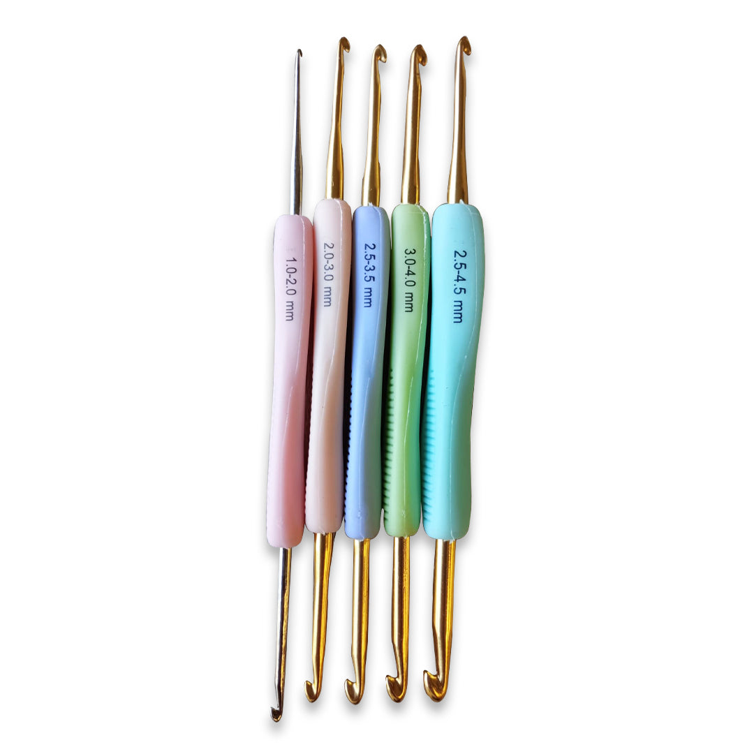 Aguja de Crochet Metálica con Mango Silicona Doble Servicio