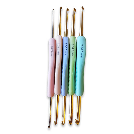 Aguja de Crochet Metálica con Mango Silicona Doble Servicio