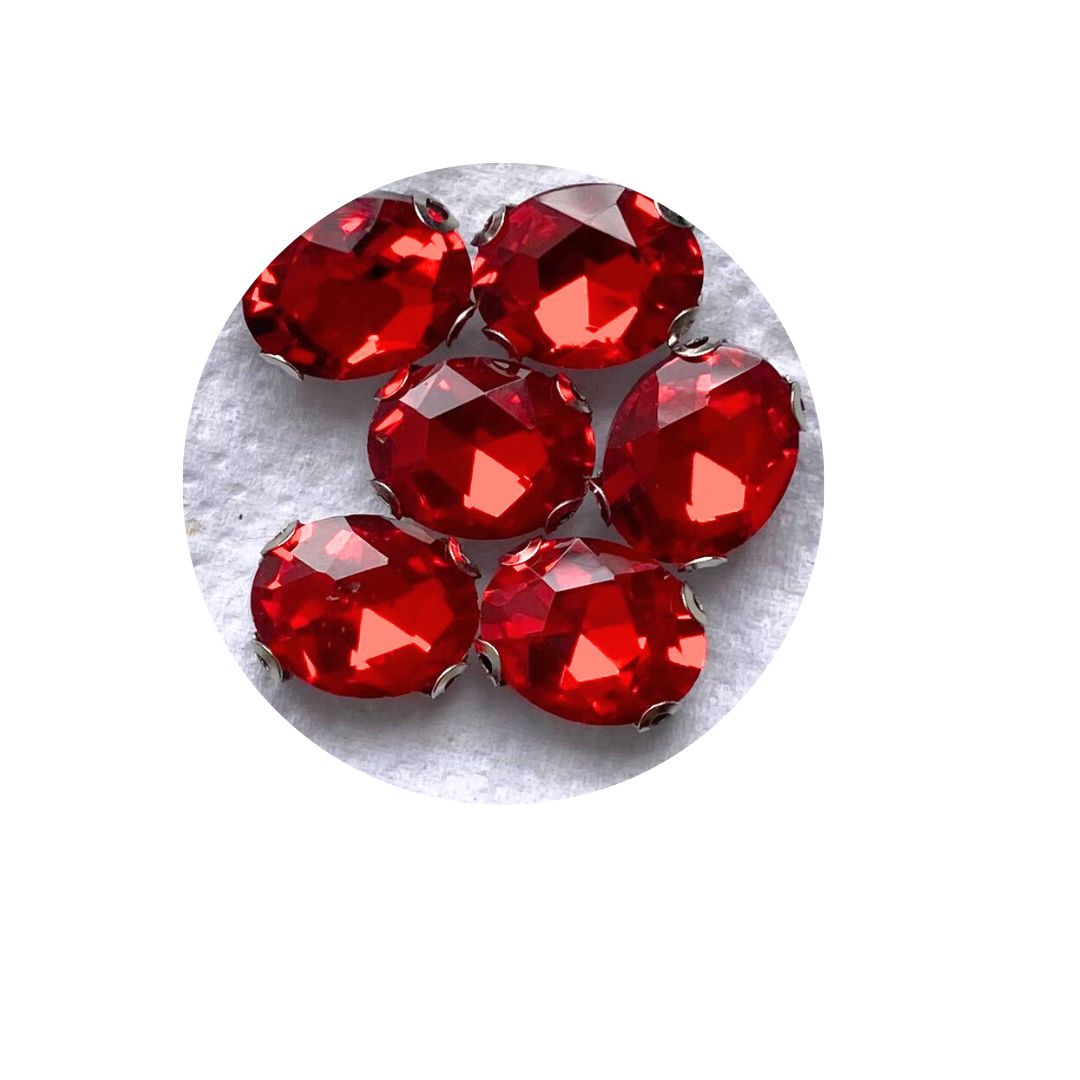 Piedra Plana para Bordar Redonda Roja