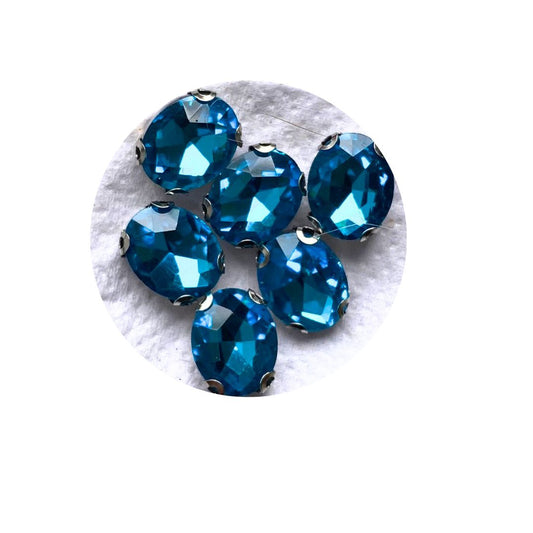 Piedra Plana para Bordar Redonda Azul Claro