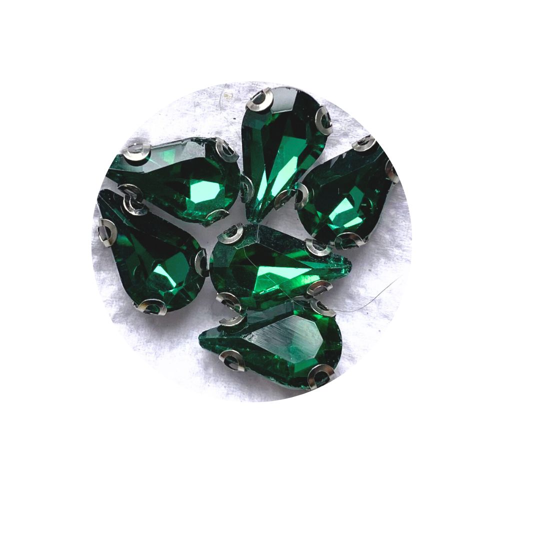 Piedra Plana para Bordar Gota Verde