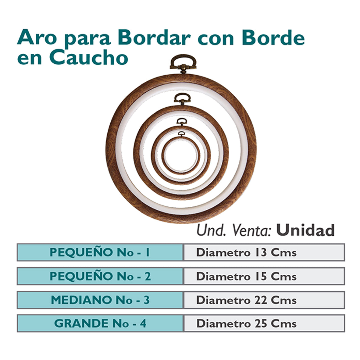 Aro Para Bordar Con Borde En Caucho Redondo
