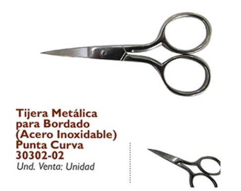Tijera Metálica Para Bordado (Acero Inoxidable) Punta Curva